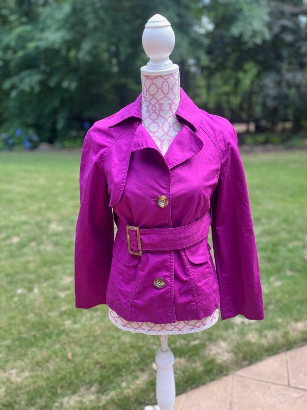 Rafaella Magenta Pink Short Trench Coat Jacket Size 6P